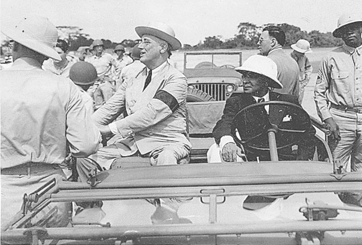 Franklin D. Roosevelt reviewing troops in Liberia, 1943